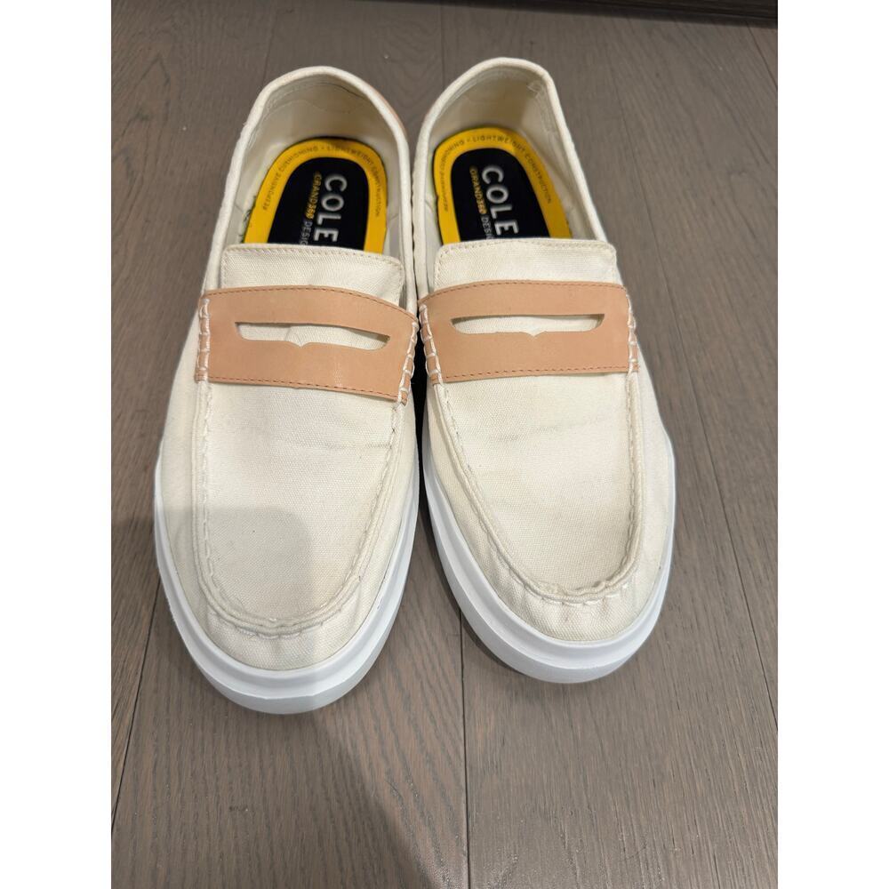 Cole Haan Men's GrandPrø Rally White Canvas Penny Loafer Boat Shoes Size 11 - Picture 2 of 8